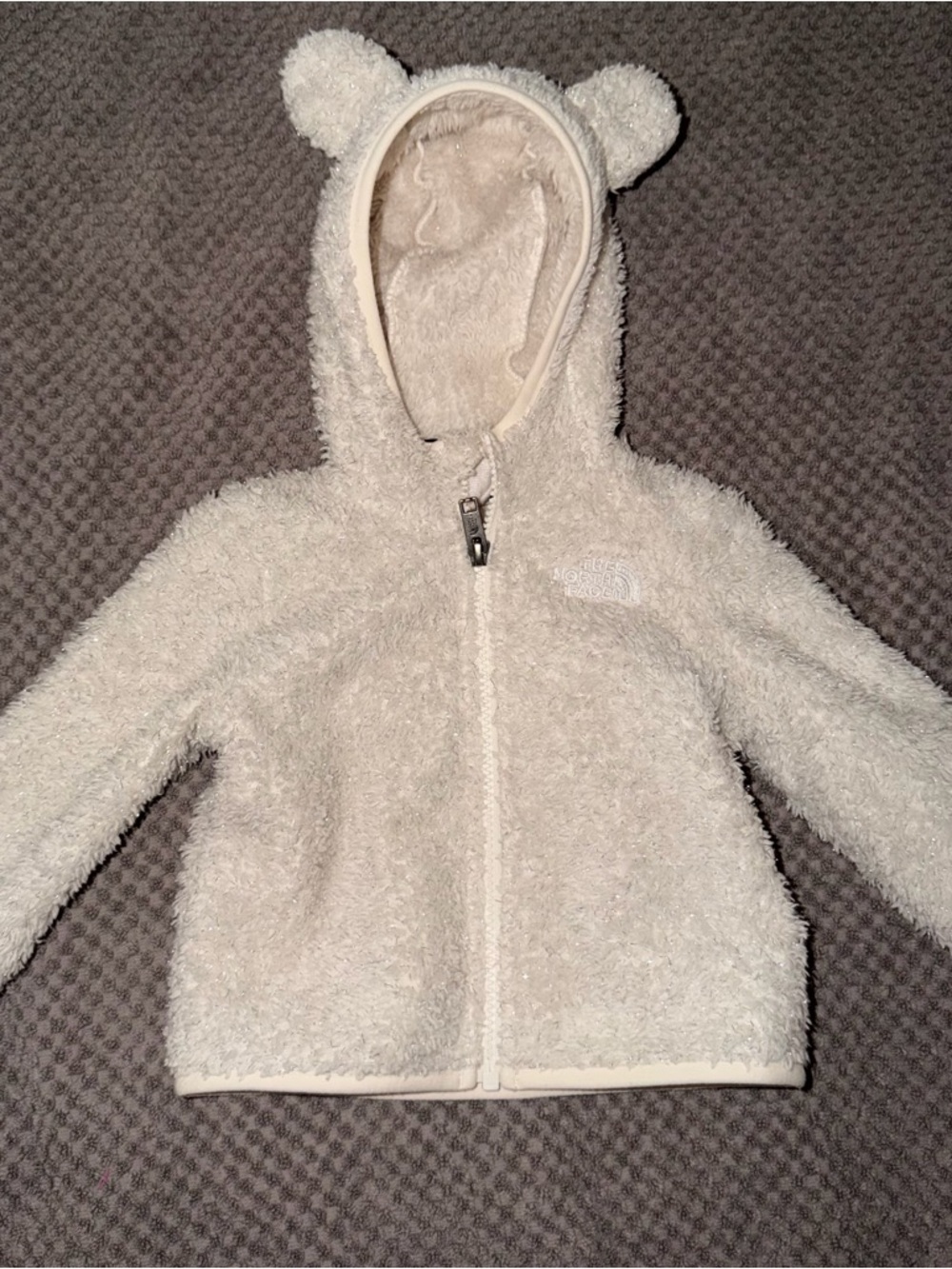 The North Face Plush Bear-Ear Hooded Fleece Jacket - Cream
